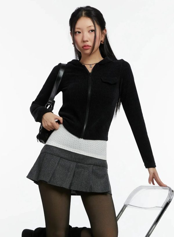 Ribbed Zip-Up Hoodie ID525