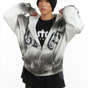 Men's Faded Zip Up Hoodie IO417