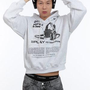 Men's Cotton Lettering Graphic Hoodie IG427