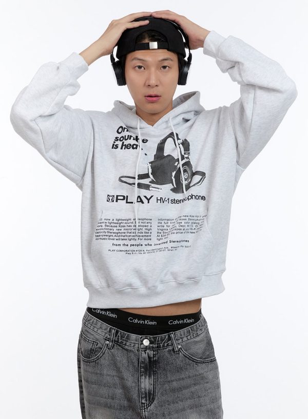 Men's Cotton Lettering Graphic Hoodie IG427