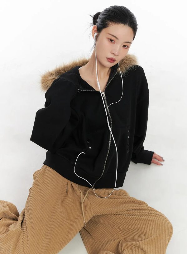 Trimmed Zip-Up Hoodie CD505