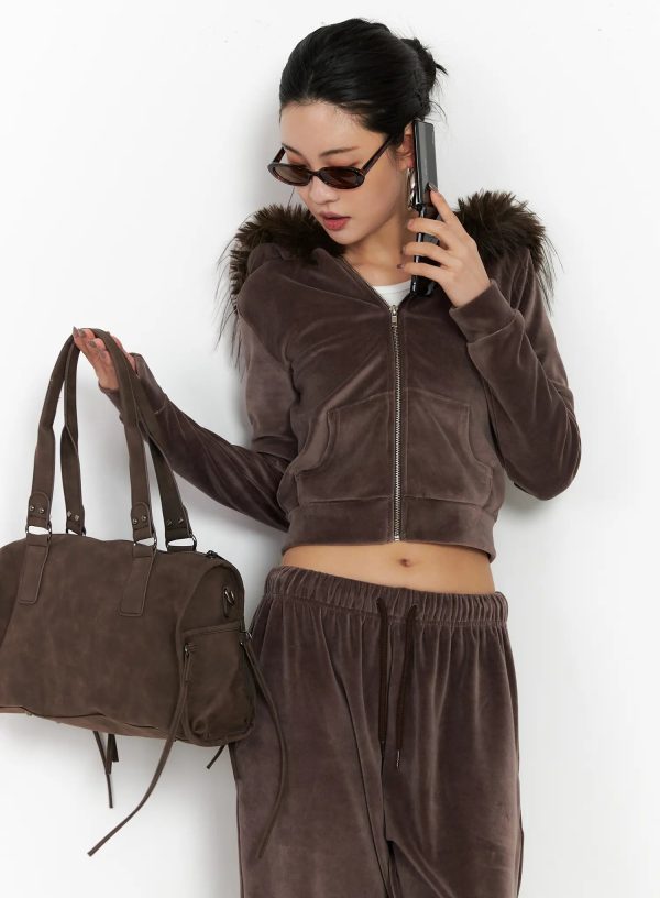 Velvet Zip-Up Fur Hoodie CD508