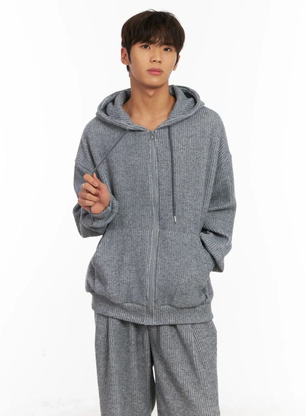 Men's Ribbed Zip-Up Hoodie ID511