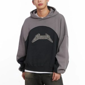 Two-Tone Graphic Hoodie ID515